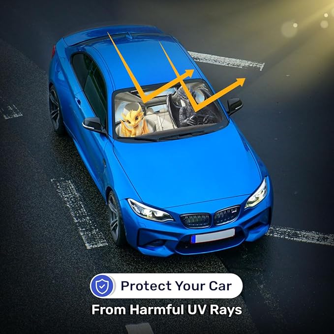 Horror Windshield Sun Shade for Car SUV Truck (55x30 Inches), Front Window Visor for Windows, Protector Blocks UV