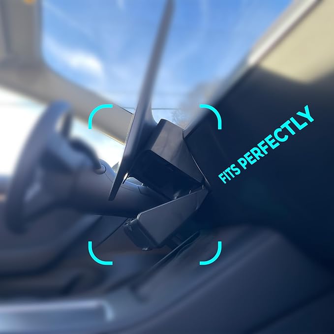 Tesla Sunglass Holder for Tesla Model 3 and Model Y with Extra Under Screen Storage - Hidden Tesla Center Console Organizer - Tesla Model Y Accessories - Tesla Model 3 Accessories