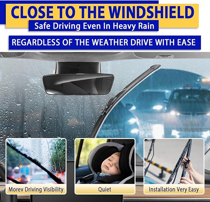 Wiper Blades for Tesla Model X, 28" + 18"(Pack of 2) Windshield Wipers with Integrated Washing, Automotive Replacement Front Windshield Wiper Blades for My Car, All-Seasons Applicable
