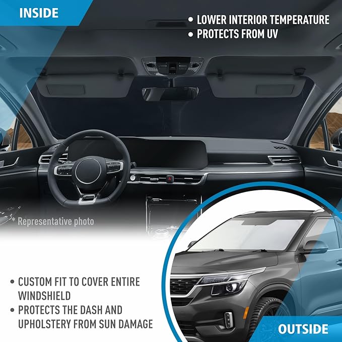 CLIM ART Windshield Sun Shade for Kia Seltos 2021-2026, Custom-Fit Foldable Car Sunshade, Vehicle Sun Protector, Front Auto Windshield Cover, Car Accessories - WS3029