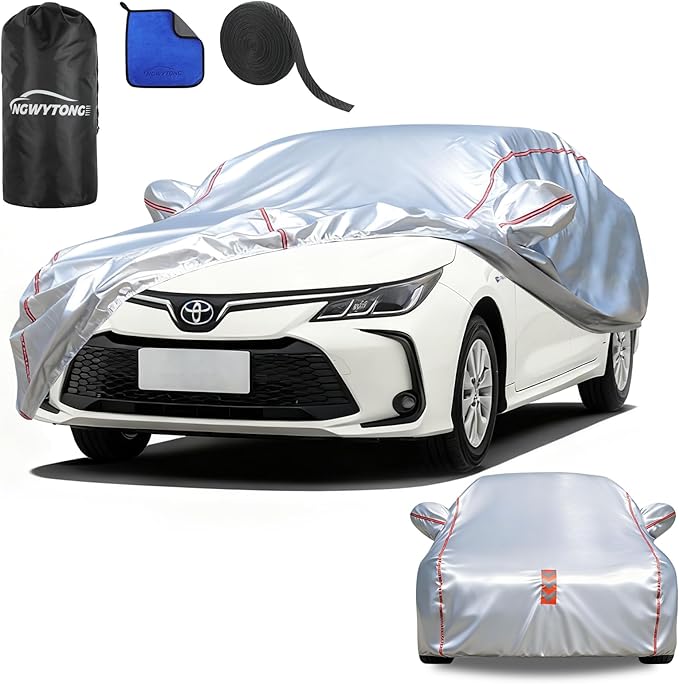 Car Cover Waterproof All Weather for Toyota Corolla 1991-2025,All-Around Fastening and 4 Upgrades, 30s Quick-Install for Car Cover