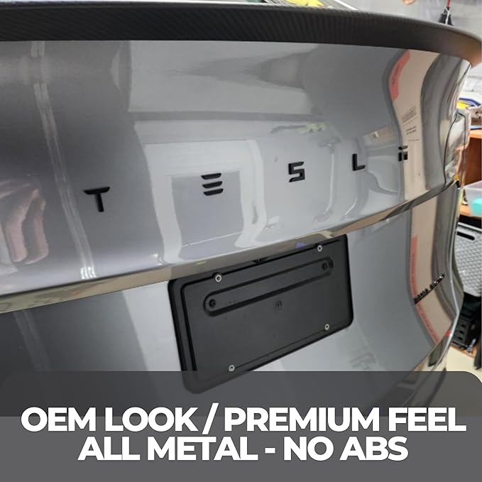 Metal Raised T Logo Tesla Letters Emblem Decal Sticker Matte Black Front Trunk Tailgate with 3M Adhesive for Tesla Model 3 Model Y Highland Juniper (Tesla Letters & T Logo)