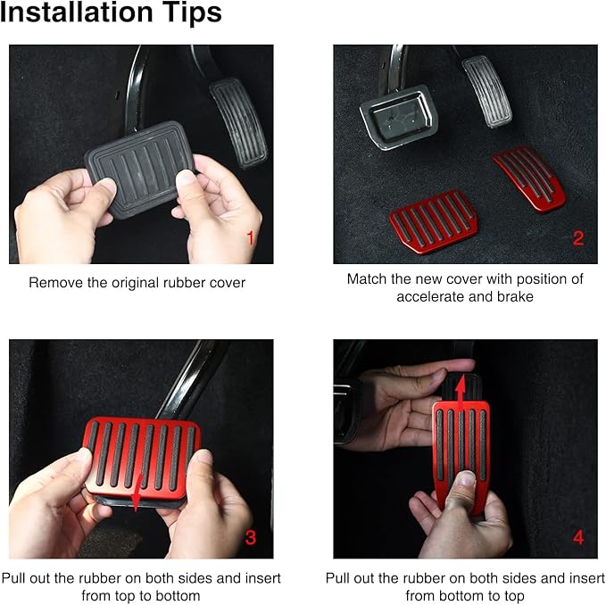 Foot Pedal Pads Set for Tesla Model 3 Model Y, Non-Slip Performance Aluminum Car Accessories Brake & Accelerator Pedal Covers for Model 3/Y (Red)