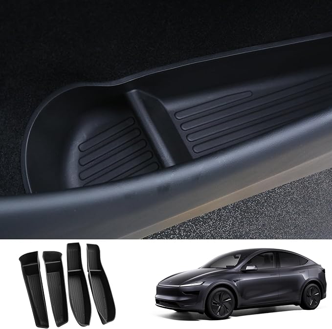 Door Side Storage Box for Tesla Model Y Juniper Accessories 2025 2026 Door Pocket Liners,TPE Front & Rear Side Organizer Tray Protector Liner (model Y Juniper) 4pcs Not fit 2026 Standard