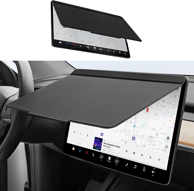 Screen Protector Cover for Tesla Model 3 Highland 2024+ & Model Y Juniper 2025+, Navigation Screen Sun Shade Protector for Tesla Model 3 & Model Y 2017-2024, 15"-15.4" Touchscreen Protection (Black)