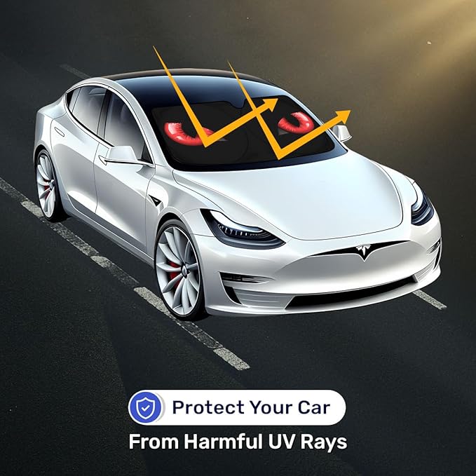 Horror Windshield Sun Shade for Car SUV Truck (55x30 Inches), Front Window Visor for Windows, Protector Blocks UV