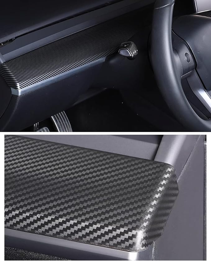 Matte Carbon Fiber Dashboard Cover and Front Door Cover Compatible with Tesla Model 3（2021-2023） and Model y（2019-2024 (Matte Carbon Fiber)