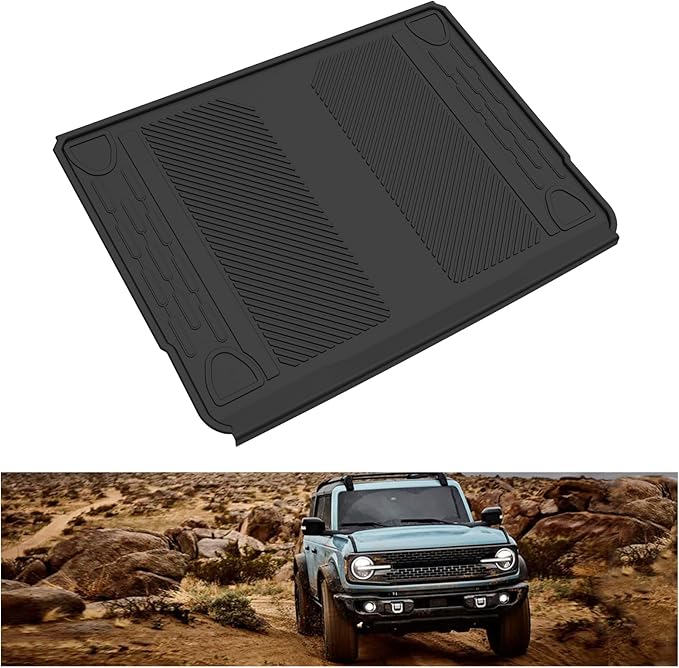 KIWI MASTER Cargo Mat for 2021-2026 Ford Bronco 4-Door, OEM Replacement M2DZ-58047A74-BA, Custom Fit All Weather Rear Cargo Liner, Heavy Duty TPE Tray Trunk Mat, Black