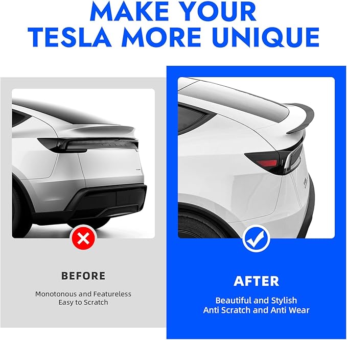 Spoiler for 2026 2025 Tesla Model Y Juniper ABS Material Rear Spoiler Wings Rear Trunk Lip 2025 2026 Tesla Model Y Juniper Accessories(Matte Carbon Fiber)