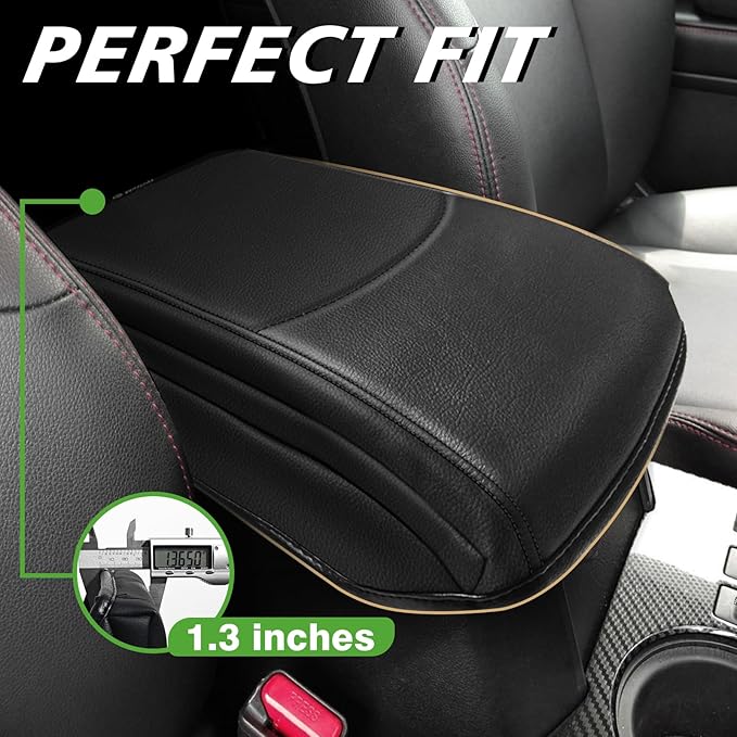 Muslogy Center Console Armrest Cover Fit for Toyota 4Runner 2010-2024 Accessories, Comfort Armrest Pad Console Lid Cushion Vegan Leather 1-Inch Extra Thick