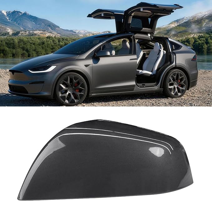 Jaronx Compatible with Tesla Model X Mirror Cover Replacement 2016-2025, Left Driver Side Clip-on Rear View Mirror Cover Cap for Tesla Model X Accessories 1054430-00-D (Midnight Silver)