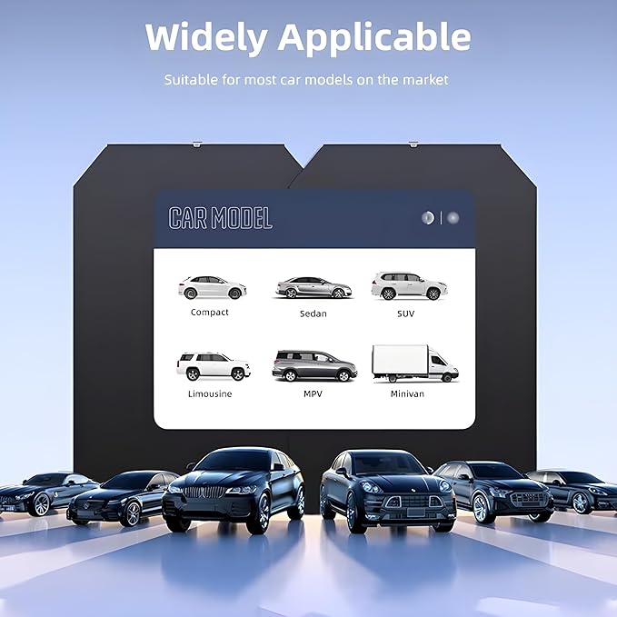 Automatic Retractable Windshield Sunshade – Strong Suction Cups, Premium Heat-Reflective Fabric, Adjustable 29.1–59.1 in, Fits Sedans, SUVs & MPVs, Tesla Model 3/Y