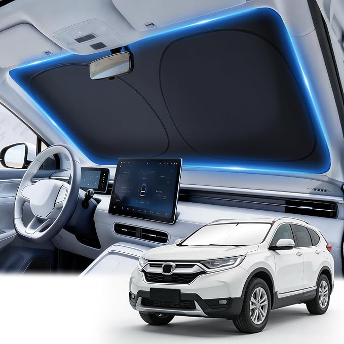 JUSTTOP Windshield Sunshade Fit for Honda CRV 2023-2026 Honda CR-V Accessories | Foldable Window Shade Sun Visor Cover | 300T Upgraded Heat & UV Reflective Sunshade for Car Windshield