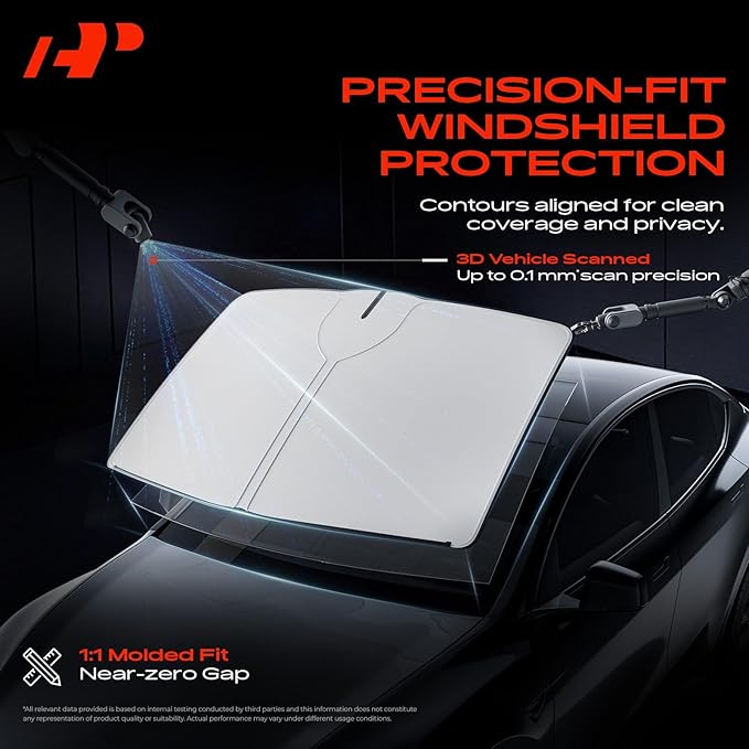 A-Premium Front Windshield Sun Shade Compatible with Tesla Model S 2019 2020 2021 2022 2023 2024 2025 2026 Foldable Sunshade Block UV Rays with Storage Bag