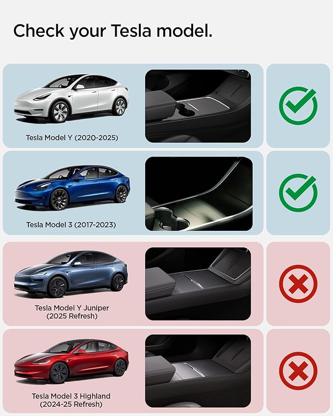 Spigen One-Tap Hidden Storage Box for Tesla Model Y (2020-2024) & Model 3 (2017-2023) [Not for Model Y Juniper (2025/26) and Model 3 Highland (2024/25)]