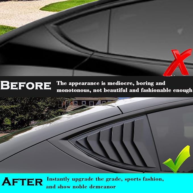 YHCDSEA for Model Y Side Window Louver Cover Sport Style for Tesla Model Y 2021 2022 2023 2024 2025 2026 Accessories (Matt Black)