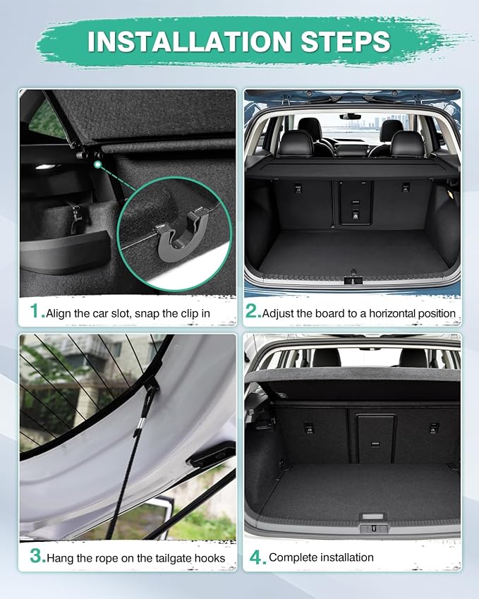 Powerty Cargo Cover for 2022 2023 2024 2025 Volkswagen VW Taos Accessories Trunk Cover Retractable Trunk Shielding Shade Cargo Luggage Cover Black (Can Withstand The Load)