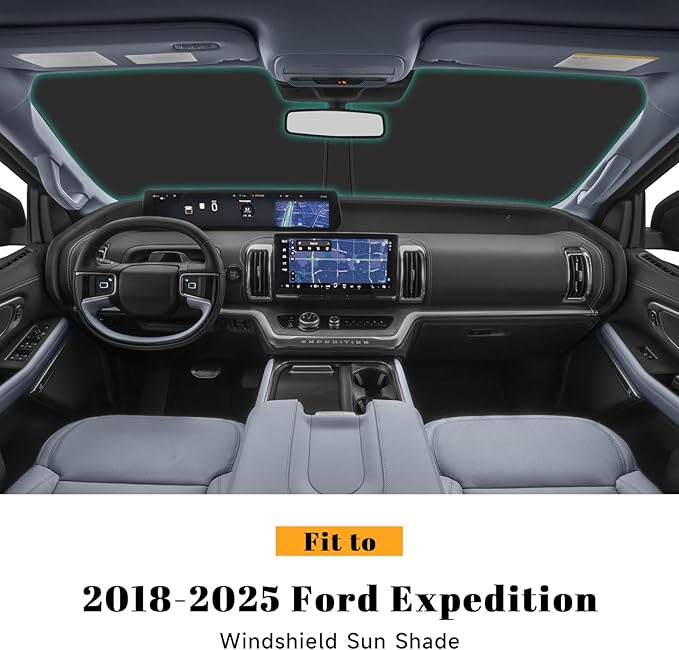 Car Windshield Sun Shade for Ford 2018-2025 Expedition Accessories (OEM Design) Reflective Foldable Heat Insulation Sunshade for Ultimate Protection