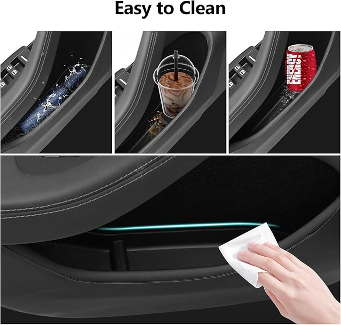 2025 Model 3 Highland Door Side Storage Box Organizer, Front & Rear Door Pocket Liners Slot Insert Tray Protector Non-Slip Liner TPE Compatible 2024-2026 Accessories