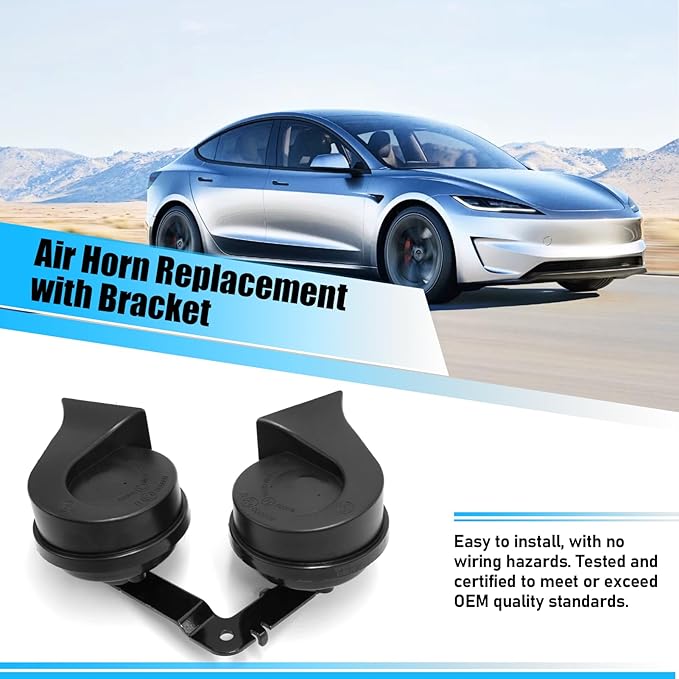 Jaronx Compatible with Tesla Model 3 Horn Assembly with Bracket 2017-2022, Dual Tone Snail for Tesla Model 3 Accessories, High Low Tone Horn Replacement 1486943-00-A 1109660-00-B