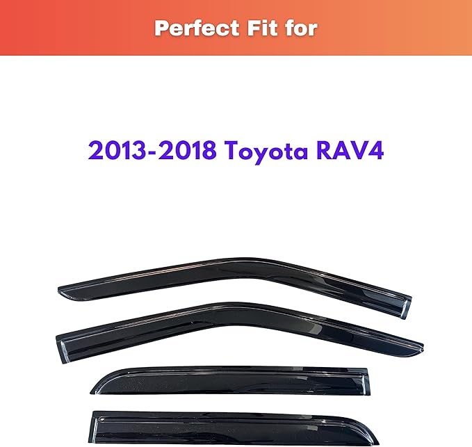 KPY Rain Guards Fit for 2013-2018 Toyota RAV4, Out-Channel Window Visors Vent Wind Deflectors 4PC, Car Accessories for 13-18 RAV4