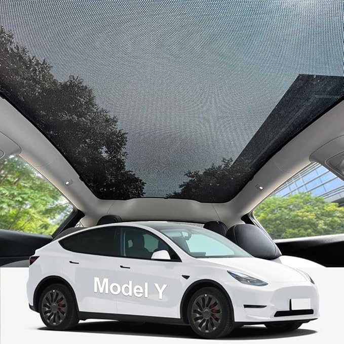 Lightweight One Piece Mesh Sunshade for Tesla Model Y Juniper/Launch, Tesla Model Y Rear Window Sunshade, UV Blocking & Heat Insulation, Easy Clip Install, Foldable with Storage Bag