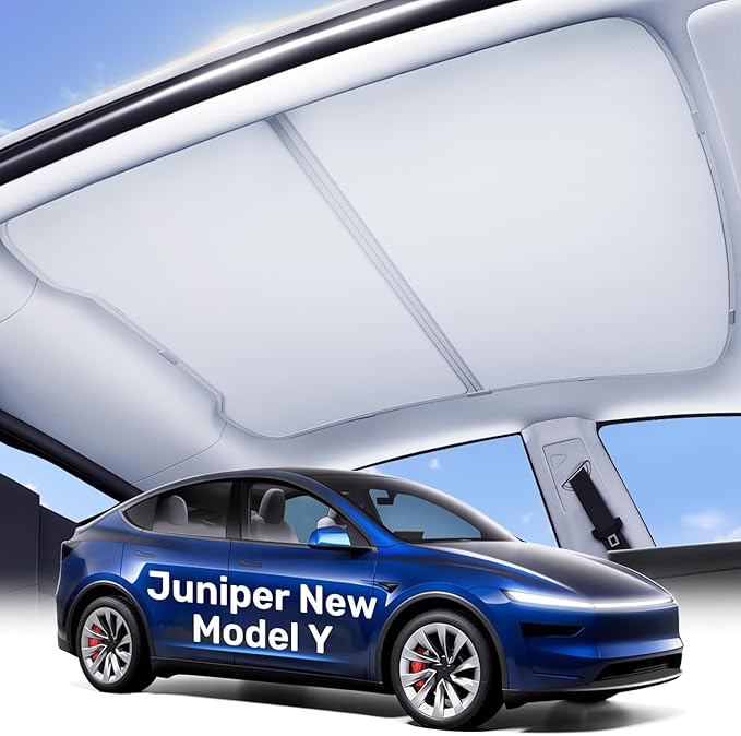 Zanch Upgraded Tesla Model Y Juniper Sunshade Roof [Snap-On, Damage-Free Install] Heat Insulation Custom Fit Glass Roof Sun Shade for Model Y Juniper Accessories 2025-2026, Gray