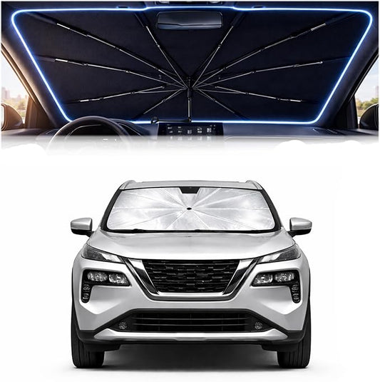 2026 Upgraded Car Windshield Sun Shade Umbrella - Custom-Fit for NIS-s-an Rogue 2021-2024 Umbrella Sunshade,Easy Install,UV Protection & Heat Reflective,Keep Interior Cooler with Storage Bag