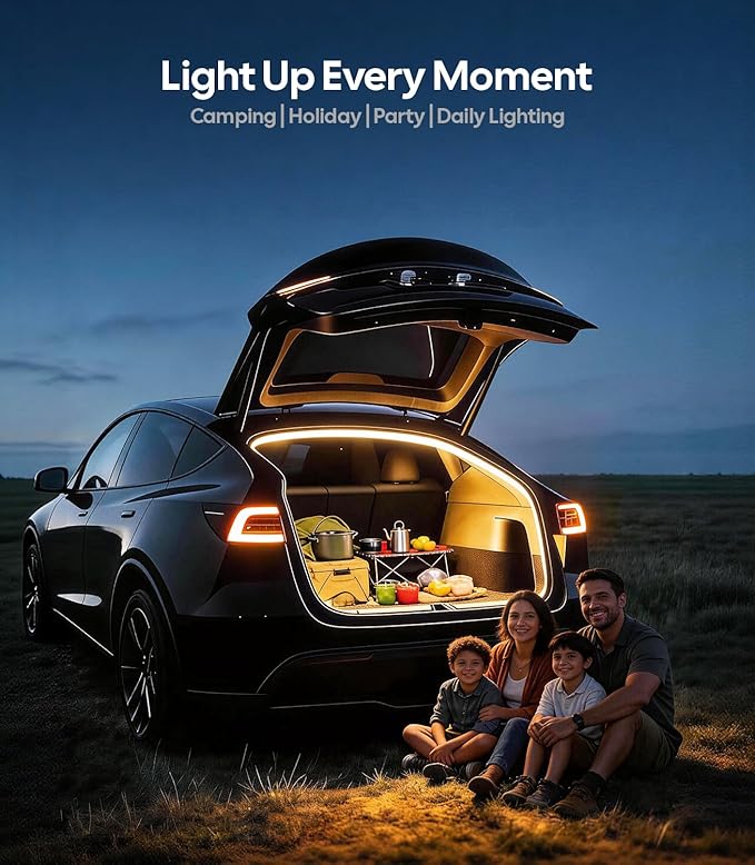 Wigoo Tesla Model 3 Accessories Trunk COB Light Strip[Tool-Free & Damageless Installation, Seamless and Uniform Glow], Waterproof, Fit for 2020-2026 Tesla Model 3/Highland, Warm White Light.