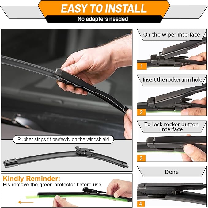 AUTOBOO 22"+20" Windshield Wipers Replacement for Ford Mustang 2010-2021 2022 2023 2024,Lincoln MKZ 2013-2020 -Original Factory Quality (Pack of 2)