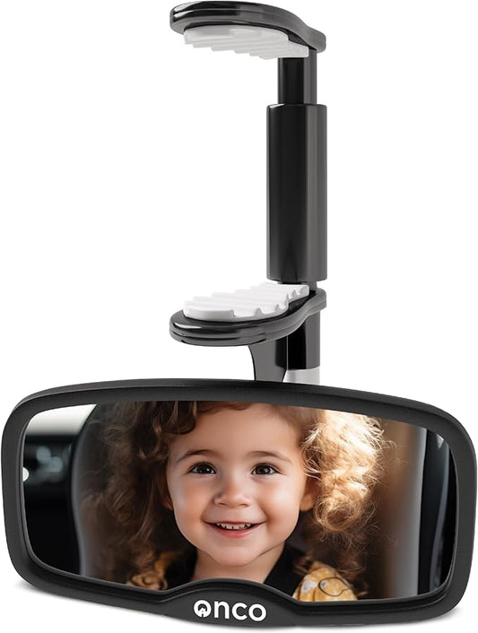 Onco Forward Facing Baby Car Mirror - Clip On Car Mirror for Baby, 100% Shatterproof & Shakeproof, Newborn Essentials