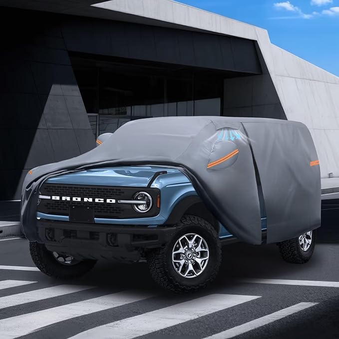 Waterproof Ford Bronco Sport/Ford Bronco 2 Door(2021-2026) Car Cover with Breathable Vents, [2026 Upgrade] Premium Covers with Cotton Liner and Zipper Door, Sun Rain Snow Dust Uv Protection.