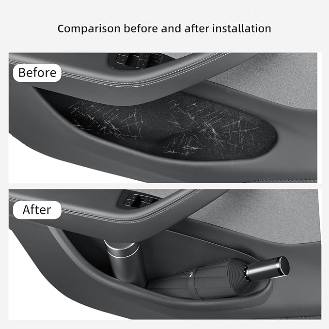 LUCKEASY 4PCS Door Side Storage Box Full Arounding for Tesla Model Y Juniper 2025 2026 Front & Rear Door Pocket Inner Organizer Trays Full Cover for Model Y Juniper Accessories TPE Black