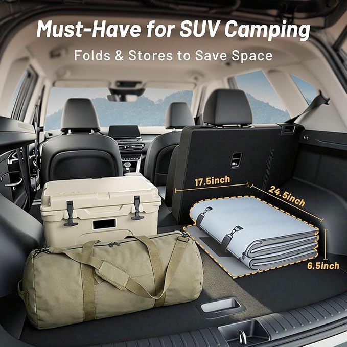 Car Bed for Kia Telluride, Foldable Non-Inflatable Memory Foam Camping Mattress, Thickened Portable SUV Trunk Sleeping Pad, Air Mattress Upgrade for Camping & Travel Essentials, With Storage Bag, Gray