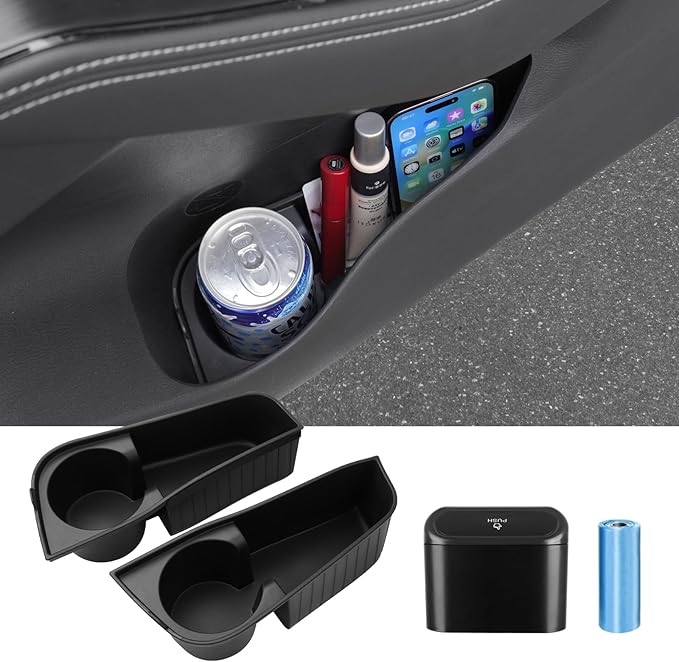 Car Door Side Storage Box and Trash Can for 2021-2025 2026 Nissan Rogue Accessories Front Door Insert Tray Organizer Door Slot Storage Protector Garbage Bin with Trash Bags 4PCS