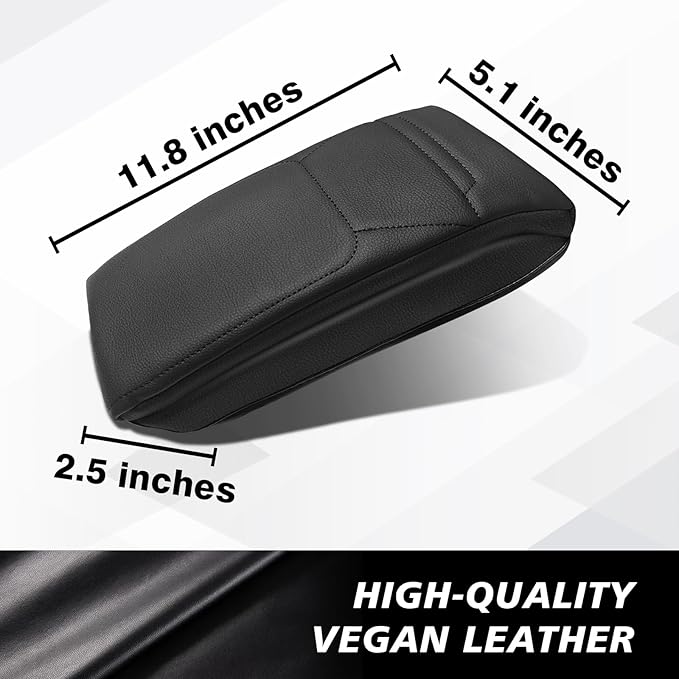Muslogy Center Console Armrest Cover Fit for Nissan Kicks 2025 2026 Accessories, Comfort Armrest Pad Console Lid Cushion Vegan Leather 1-Inch Extra Thick
