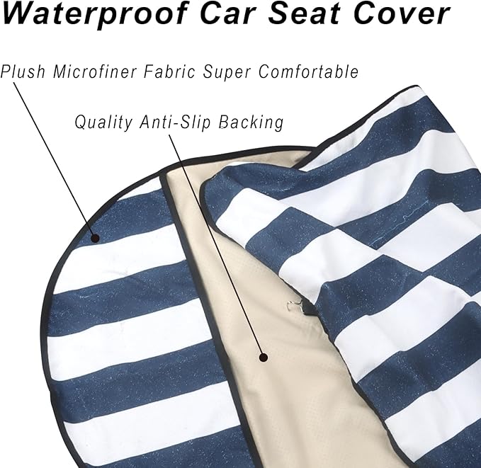 Car Seat Cover Protector Front Seats,for Gym Workout,Running,Swimming,Beach and Hiking,Waterproof Sweat Towel Bucket Seat Covers for Cars SUV Trucks (Blue Stripe, 2Pcs)