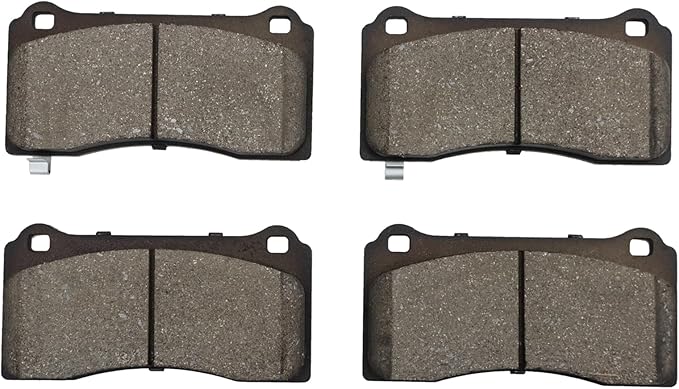 TRQ Front Ceramic Brake Pad Set Includes Contact Point Grease Compatible with 2022 Tesla Model 3 Long Range with 320mm Rotors no Performance Brakes 2022 3 Base with 320mm Rotors no Performance Brakes