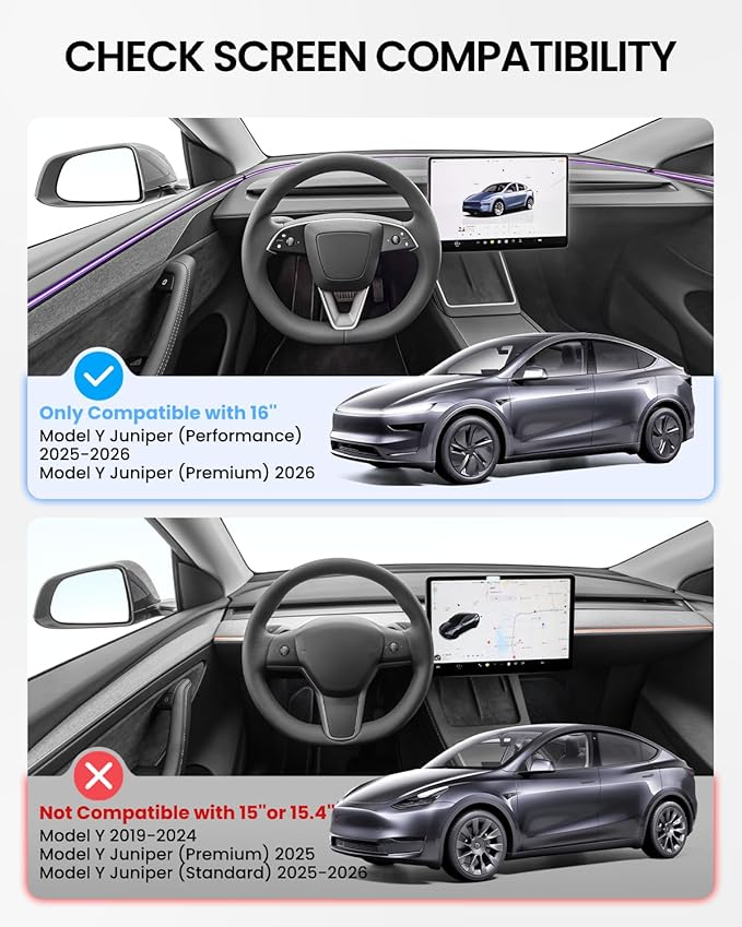REEVAA 2026 Tesla Model Y Premium & Performance Screen Protector [Anti-Glare & No Fingerprint], 9H Tempered Glass for 2026 Model Y Premium & Performance, with Alignment Frame, Matte, 16 inch