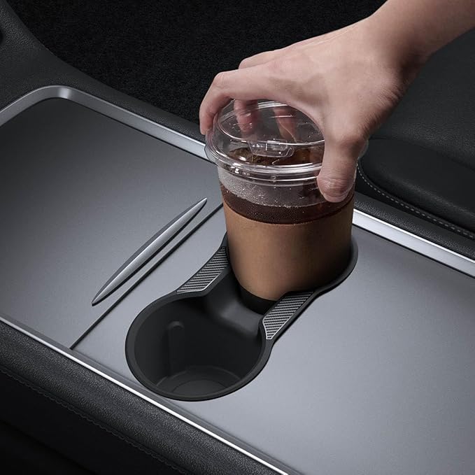 Spigen Cup Holder Insert Relaxed Grip for Tesla Model Y (2021-2024) & Model 3 (2021-2023) [Not Compatible with Model Y Juniper (2025/26) and Model 3 Highland (2024/25) - (Up to Trenta Cups)