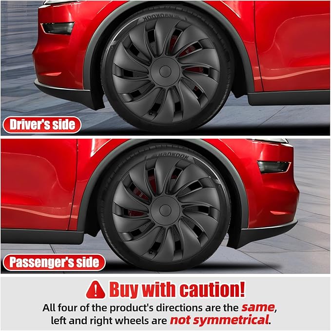 19" Wheel Covers Compatible with Tesla Model Y 2025-2026 Wheel Center caps Black Rims Matte Black ABS Hubcaps Snap-On Compatible with Tesla Y Juniper 2026 19-inch Wheel