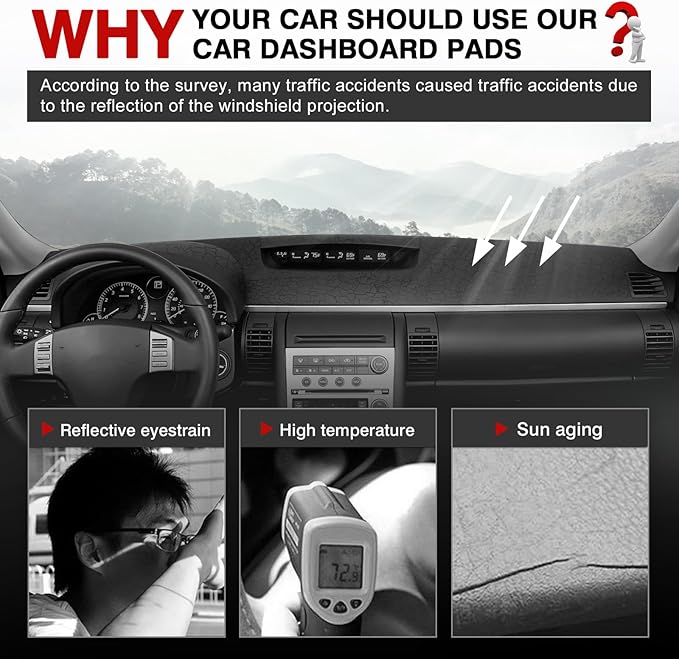 Autorder Dashboard Cover Mat for Infiniti G35 with Clock Outside Accessories Dash Cover Upgrade Flannel Dash Mat Sunshade Glare UV Rays Protector