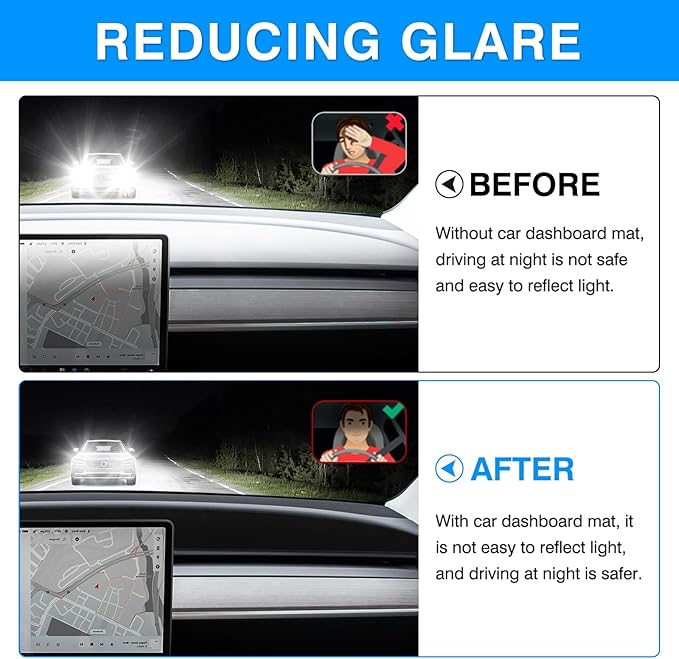 Autorder Dashboard Cover Mat for Tesla Model 3 Highland 2024 2025 2026 Accessories Dash Cover Upgrade Flannel Dash Mat Sunshade Glare UV Rays Protector