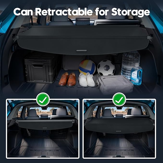 Powerty Cargo Cover for 2024 2025 Honda Prologue/Chevy Blazer EV Accessories Trunk Cover Retractable Trunk Shielding Shade Cargo Luggage Cover Black