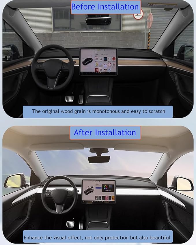 Matte White Dashboard Cover and Front Door Cover Compatible with Tesla Model 3（2021-2023） and Model y（2019-2024 (Matte White)