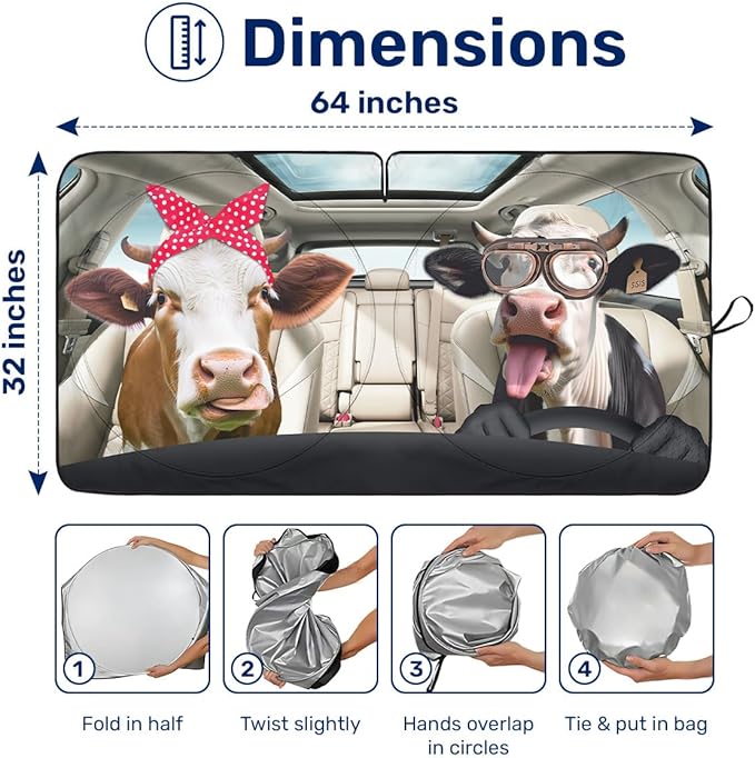 Horror Windshield Sun Shade for Car SUV Truck (55x30 Inches), Front Window Visor for Windows, Protector Blocks UV
