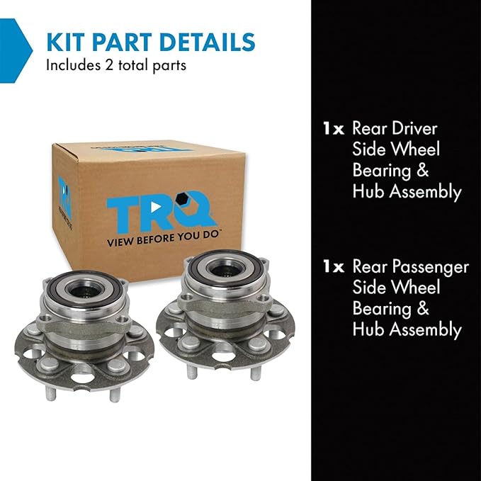 TRQ Rear Left and Right Wheel Bearing and Hub Assembly Set 2 Piece Compatible with 2010-2011 Honda Accord Crosstour All Wheel Drive 2012-2015 Crosstour All Wheel Drive