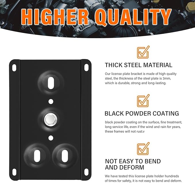 License Plate Holder Front Bracket No Drill Tow Hook Mount Anti-Theft License Plate Frame Compatible with 2017-2023 Tesla Model 3