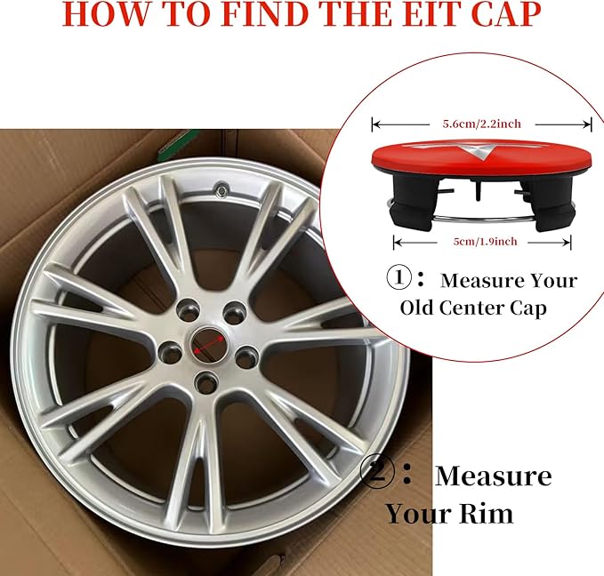 4 Pack Exterior Decoration Wheel Center Cover for Tesla Model 3 Model Y,56mm Hubcaps Wheel Rim Cover Tesla Center Caps Hubcaps+20 Black Lug Nut Covers (Red+Silver Emblem)
