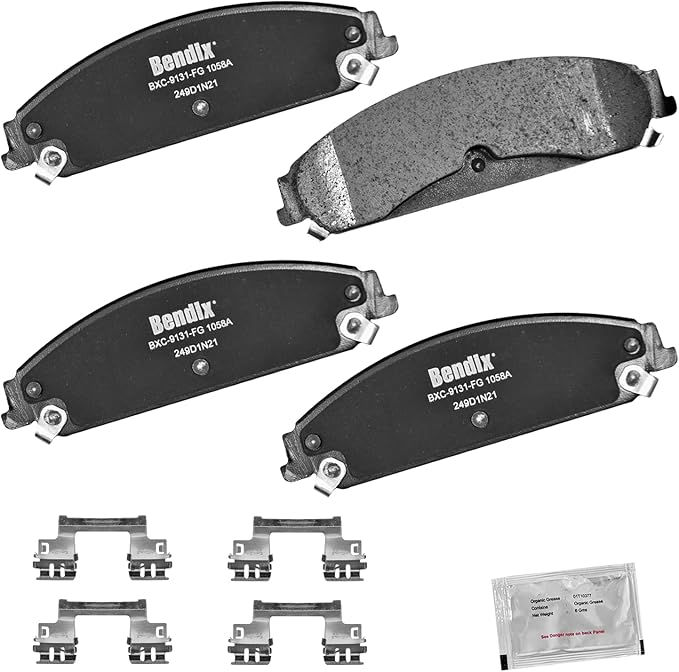 Bendix Priority1 CFC1058A Ceramic Front Brake Pads for Chrysler 300 2019, Dodge Challenger 2020-2019, Charger 2021-2019